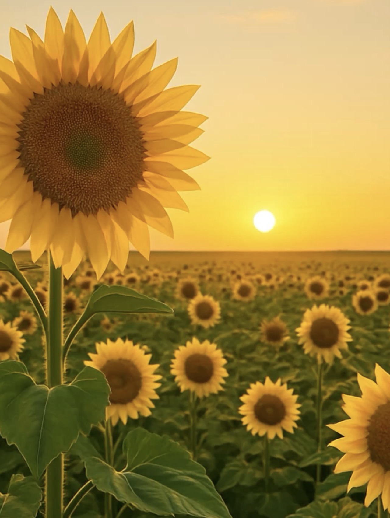 Sunflower field at sunset — a symbol of growth and warmth